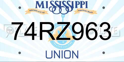 74RZ963 Mississippi License Plate
