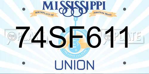 74SF611 Mississippi License Plate