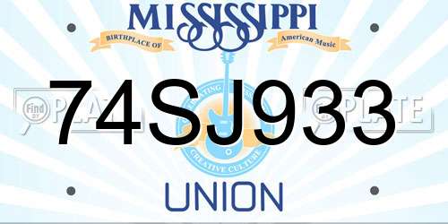 74SJ933 Mississippi License Plate