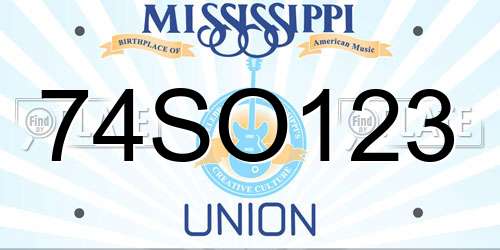 74SO123 Mississippi License Plate