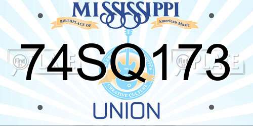 74SQ173 Mississippi License Plate