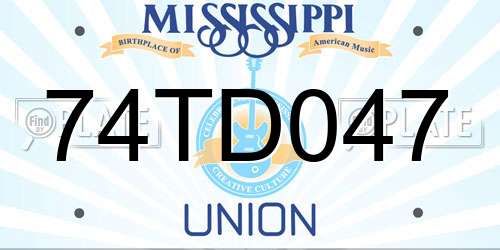 74TD047 Mississippi License Plate