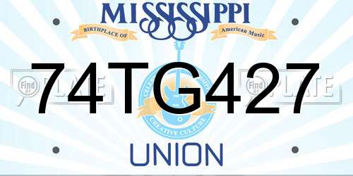 74TG427 Mississippi License Plate