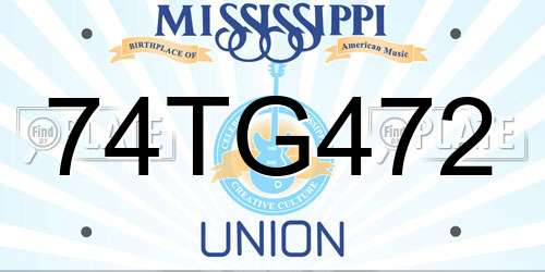 74TG472 Mississippi License Plate