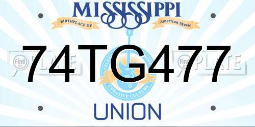 74TG477 Mississippi License Plate