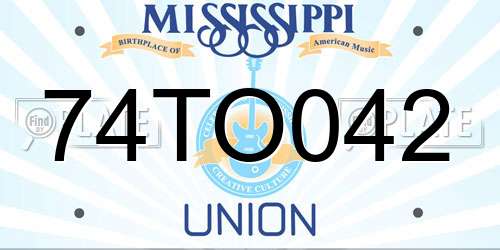 74TO042 Mississippi License Plate