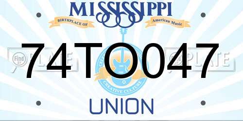 74TO047 Mississippi License Plate