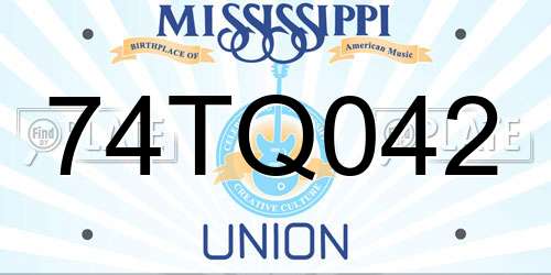 74TQ042 Mississippi License Plate