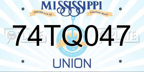 74TQ047 Mississippi License Plate