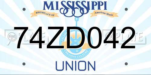 74ZD042 Mississippi License Plate