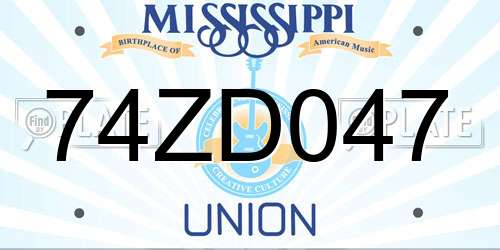 74ZD047 Mississippi License Plate