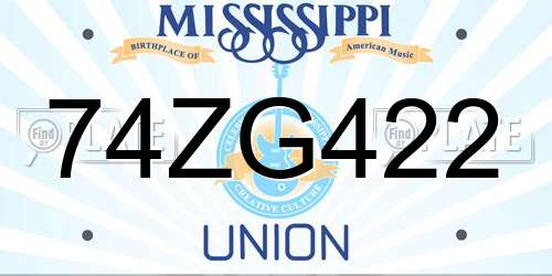74ZG422 Mississippi License Plate