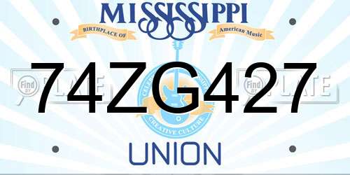 74ZG427 Mississippi License Plate
