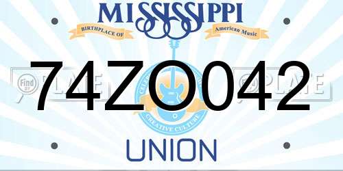 74ZO042 Mississippi License Plate