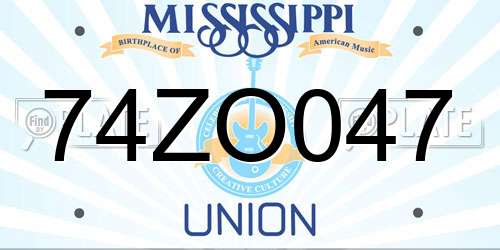 74ZO047 Mississippi License Plate