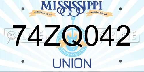74ZQ042 Mississippi License Plate