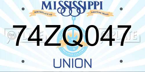 74ZQ047 Mississippi License Plate