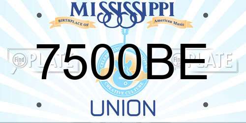 7500BE Mississippi License Plate