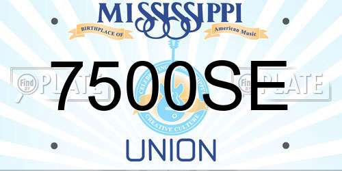 7500SE Mississippi License Plate