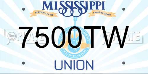 7500TW Mississippi License Plate