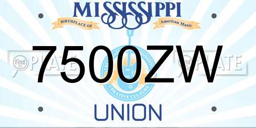 7500ZW Mississippi License Plate