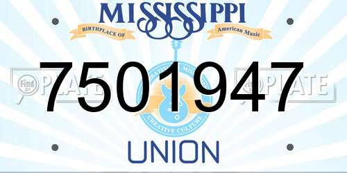 7501947 Mississippi License Plate