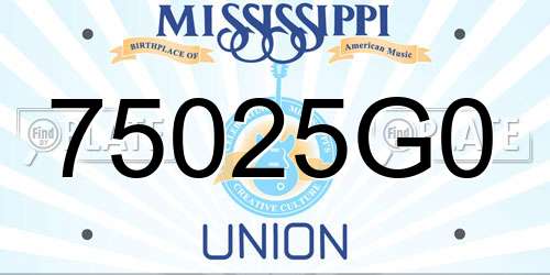 75025G0 Mississippi License Plate