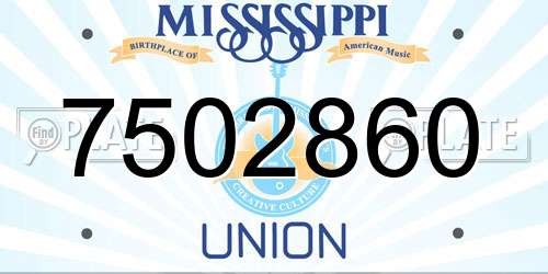 7502860 Mississippi License Plate