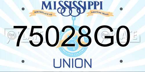 75028G0 Mississippi License Plate