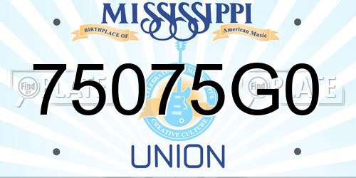 75075G0 Mississippi License Plate