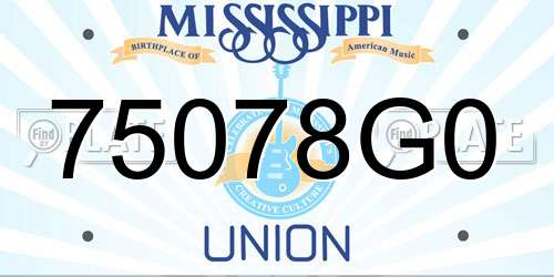 75078G0 Mississippi License Plate