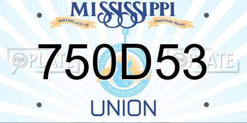 750D53 Mississippi License Plate