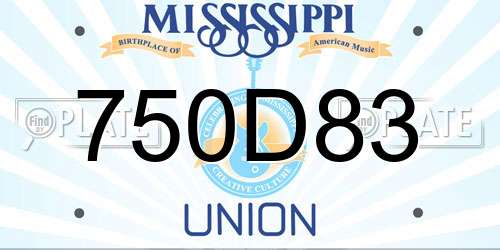 750D83 Mississippi License Plate