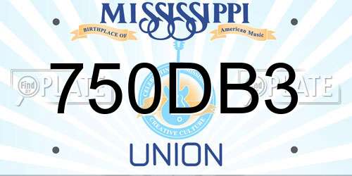 750DB3 Mississippi License Plate