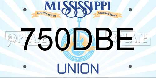 750DBE Mississippi License Plate