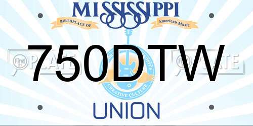 750DTW Mississippi License Plate