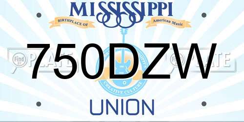 750DZW Mississippi License Plate