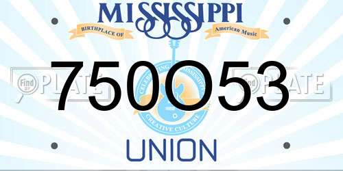 750O53 Mississippi License Plate