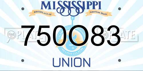 750O83 Mississippi License Plate