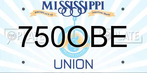 750OBE Mississippi License Plate