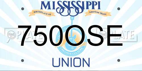 750OSE Mississippi License Plate