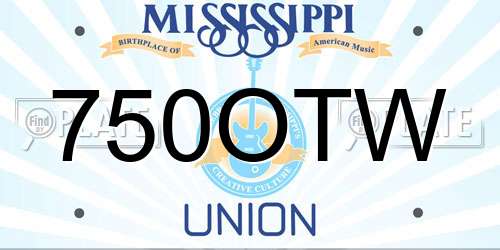 750OTW Mississippi License Plate
