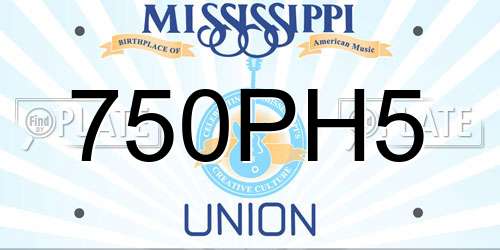 750PH5 Mississippi License Plate