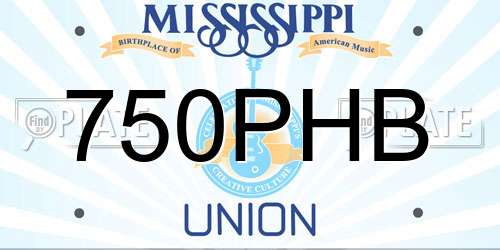 750PHB Mississippi License Plate