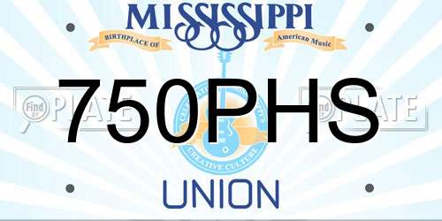 750PHS Mississippi License Plate