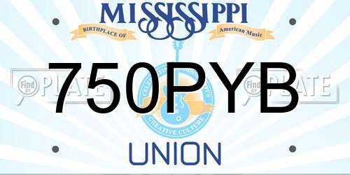 750PYB Mississippi License Plate