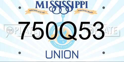 750Q53 Mississippi License Plate