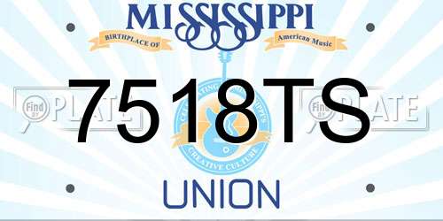 7518TS Mississippi License Plate