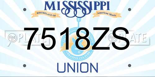 7518ZS Mississippi License Plate