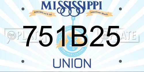 751B25 Mississippi License Plate